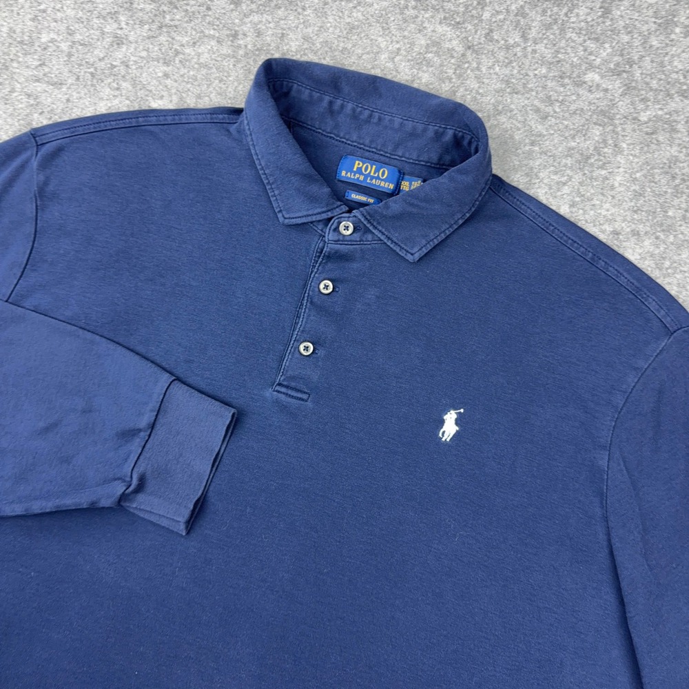 Polo Ralph Lauren Shirt Mens XXL Blue Classic Fit Long Sleeve Soft Cotton Polo
